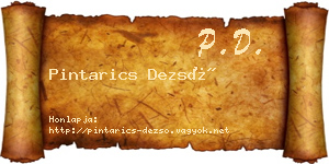 Pintarics Dezső névjegykártya